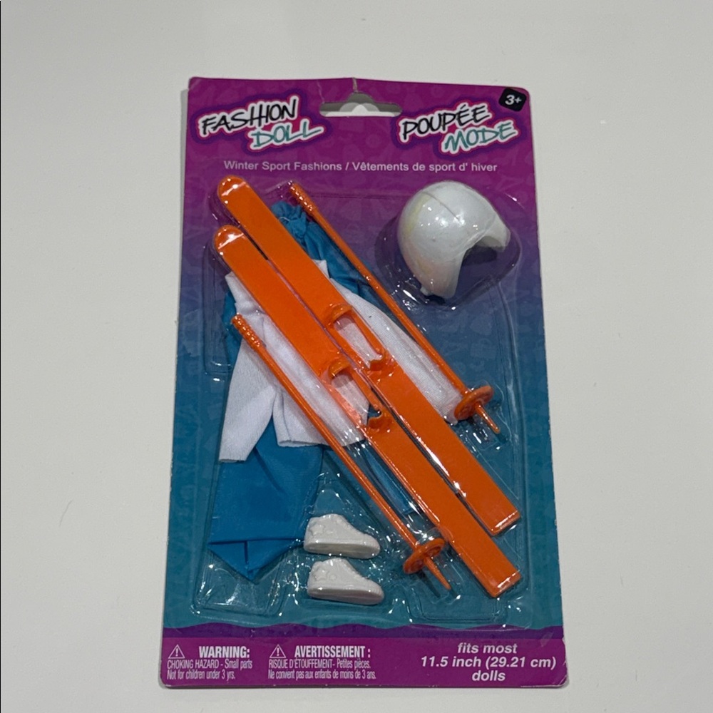 Vintage Barbie Clone Winter Sport Fashion Orange and Blue Ski set NWT